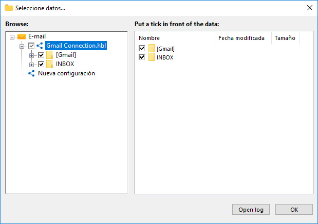 Seleccionar Datos en la Cuenta de Gmail