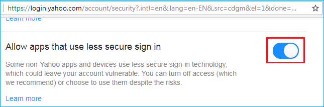 Autoriser l’utilisation de votre compte Yahoo avec des clients externes