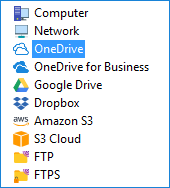 OneDrive backup destination