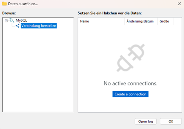 MySQL-Plug-in auswählen