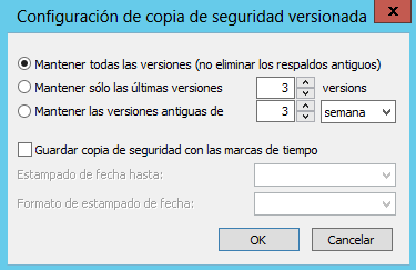 Configuración de backup con versiones para backup de NAS Configuración de backup con versiones para backup de NAS