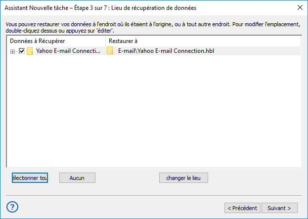 Restaurer la sauvegarde Yahoo