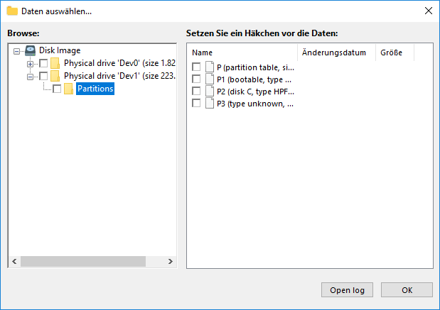 Ordner für physisches Laufwerk