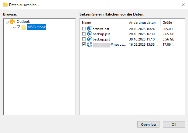 Backup-Ordner auswählen