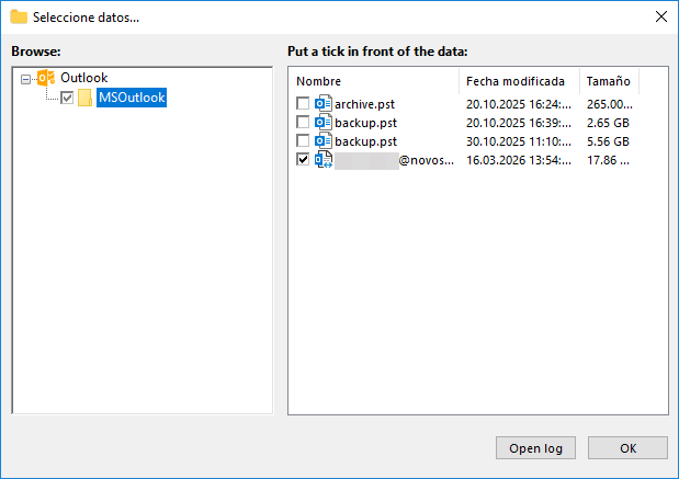 Seleccionar carpetas de copia de seguridad