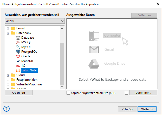 Lotus Notes Plug-in auswählen