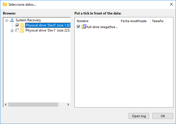 Select a physical drive to copy