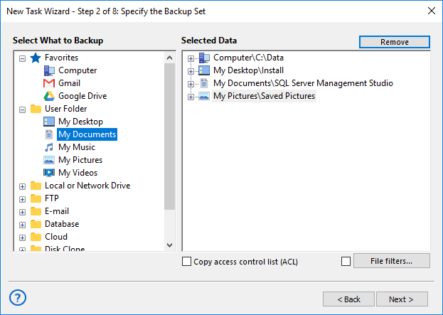 Conjunto de copia de seguridad