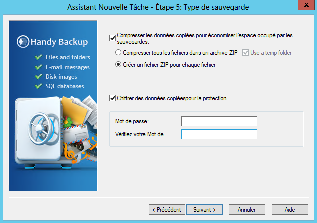 la compression et/ou le cryptage