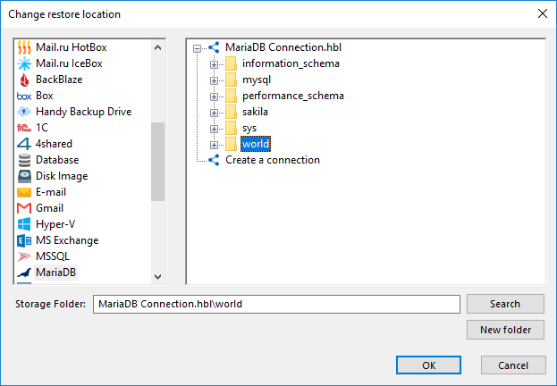 Cambiar rutas de restauración MariaDB