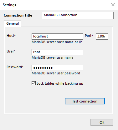 Configuración del complemento MariaDB