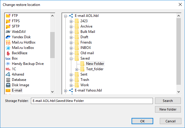 Restaurar correo Yahoo en el servicio Gmail con Handy Backup
