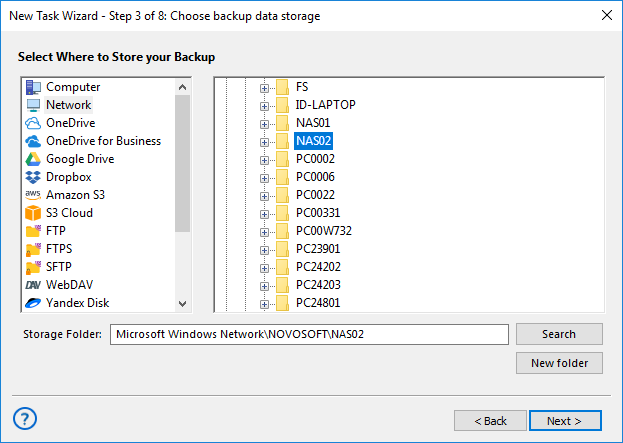 Guardar copias en la red local