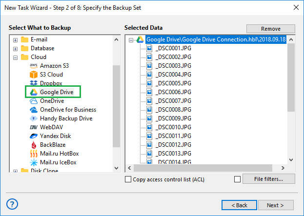 Seleccionar Google Drive