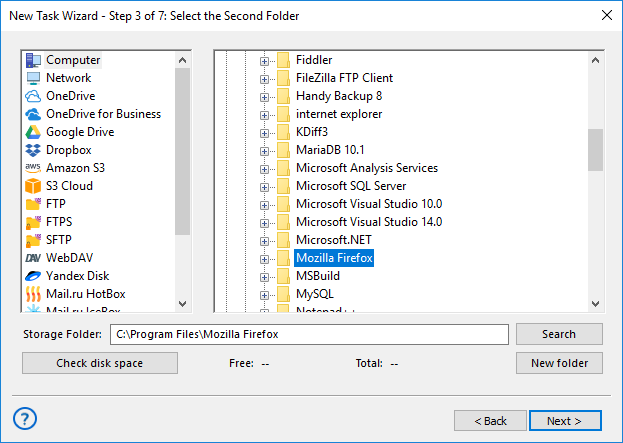 Paso 3 - seleccionar la segunda carpeta de sincronización en modo avanzado
